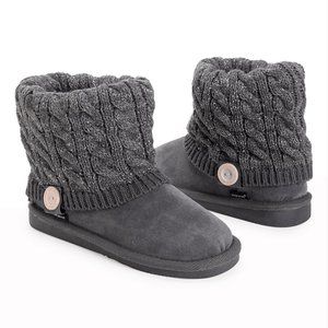 NWT Muk Luks Pewter Cable-Knit Cuff Patti Boot